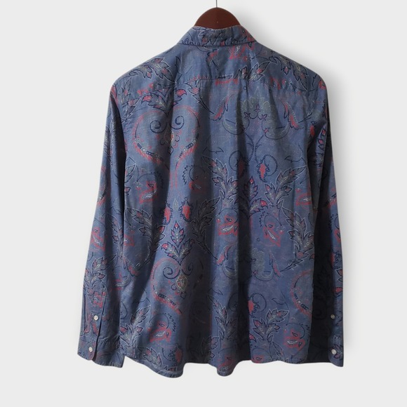 SOLD-Lauren Jeans Co Ralph Lauren Blue Paisley Cotton Button Up Shirt Womens L - Picture 5 of 11